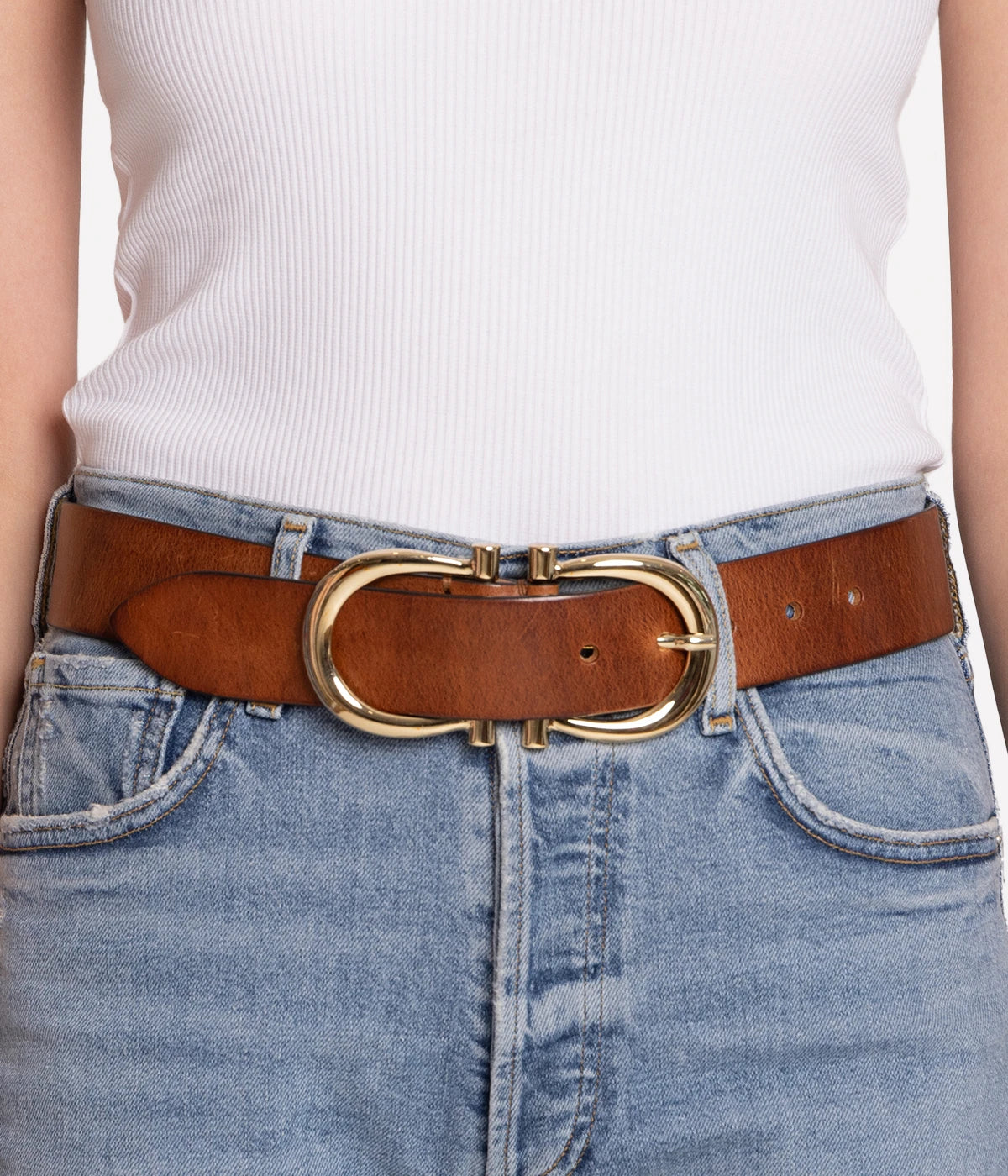 Gold Nicky Belt in Tan