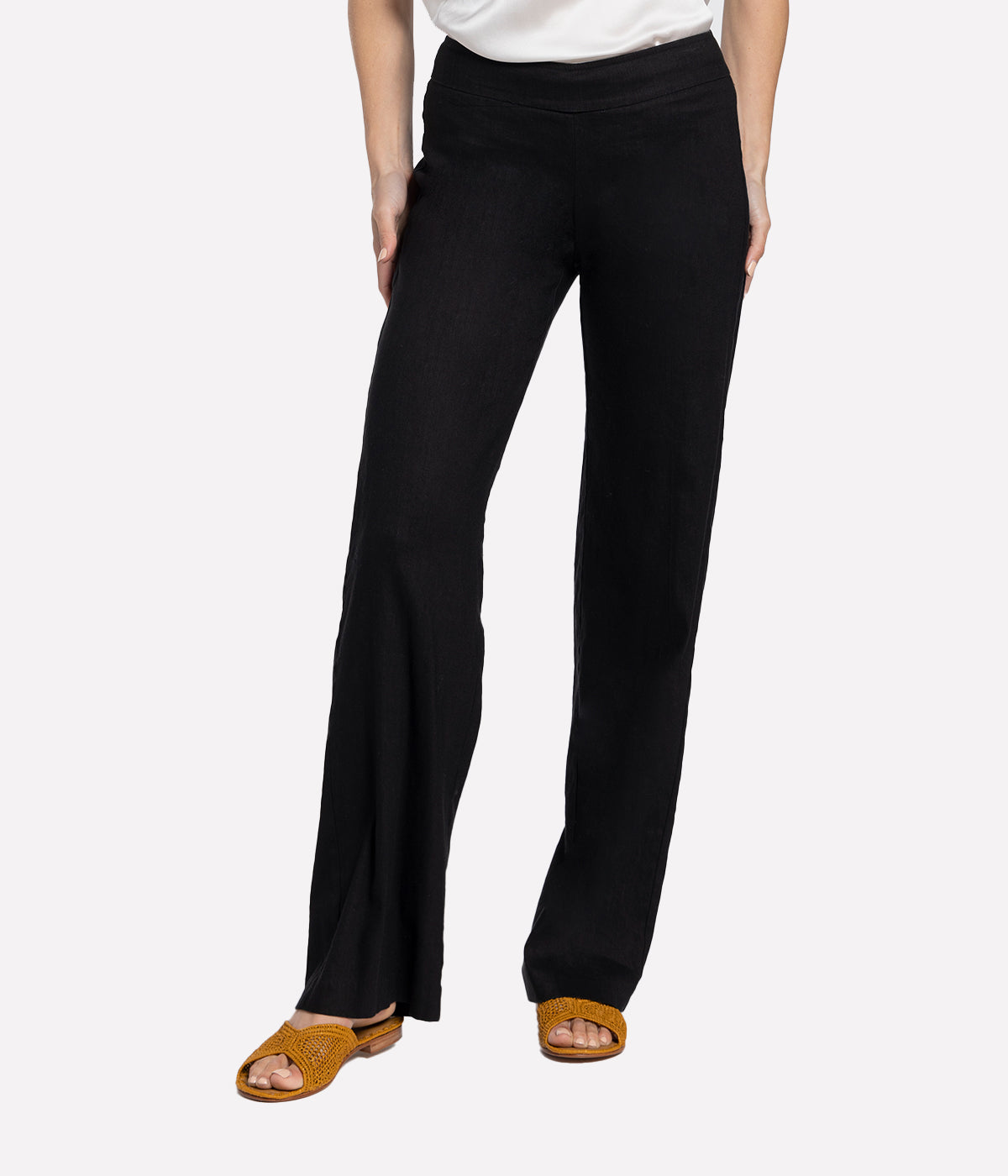 Flavia Linen Pants in Black