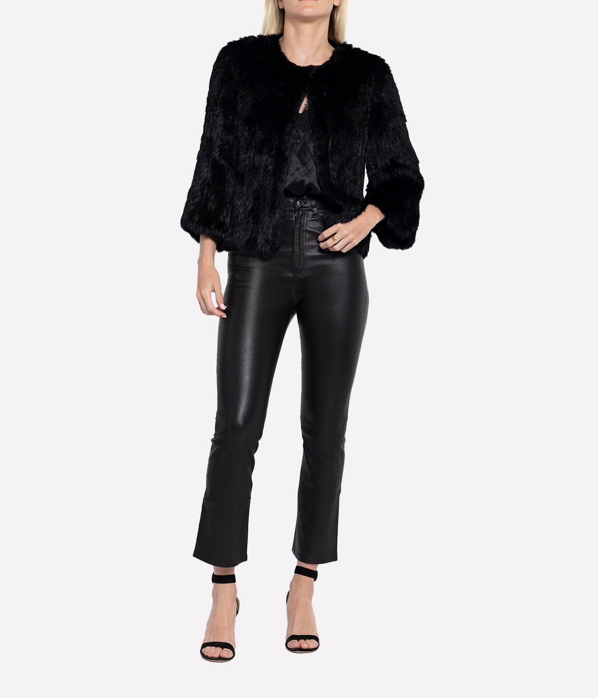 Knitted Fur Jacket in Black