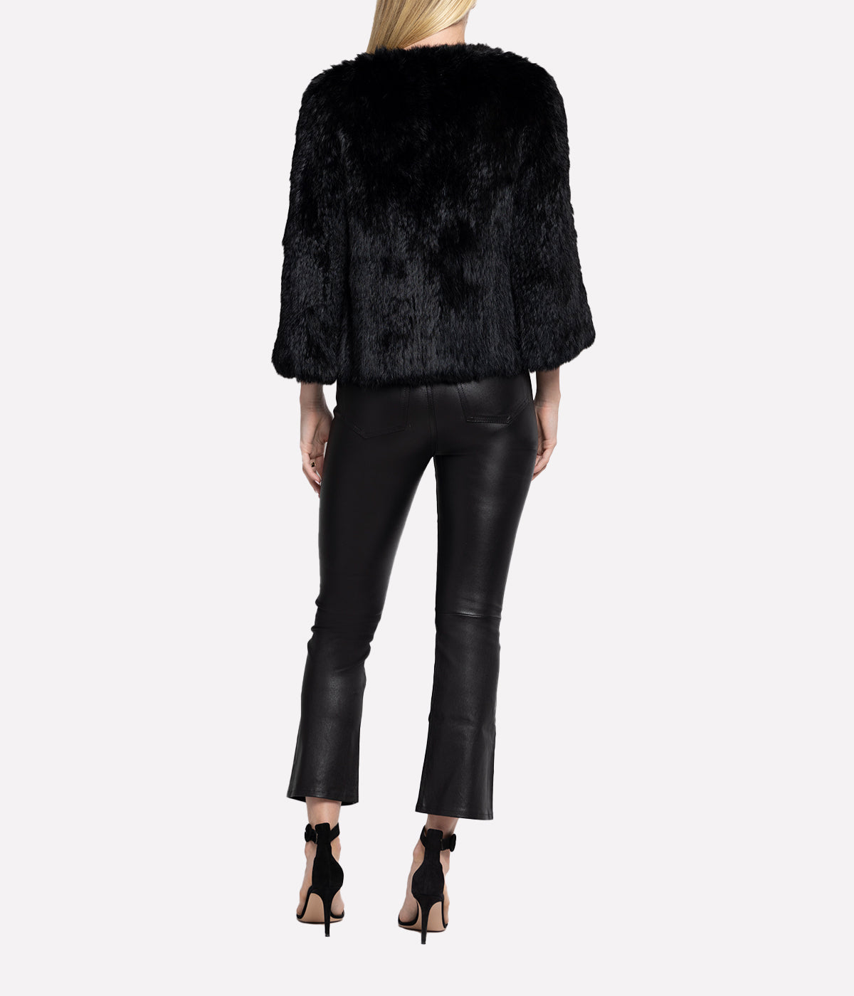 Knitted Fur Jacket in Black