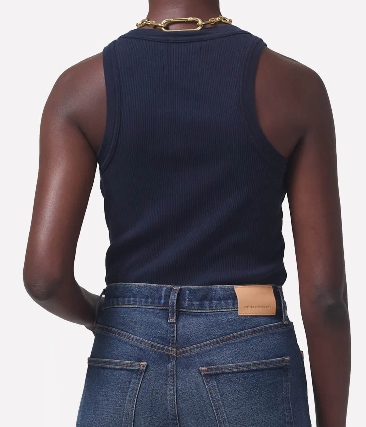 Isabel Rib Tank in Navy