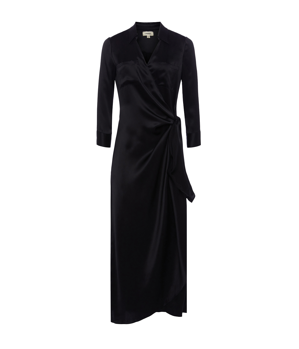 Kadi Long Wrap Dress in Black