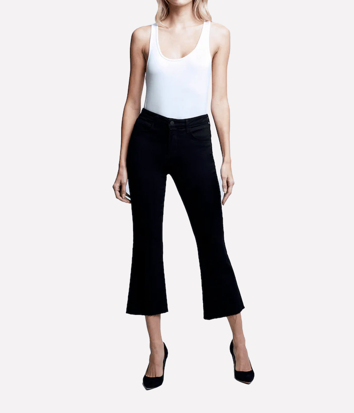 Kendra High Rise Crop Flare in Black