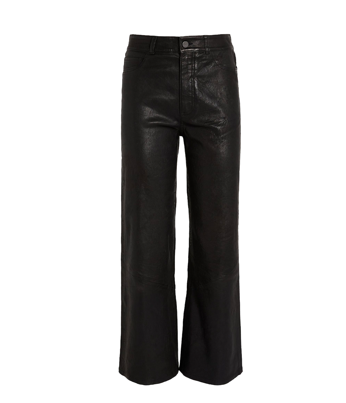Paige Leenah pants in buttery leather with a slight flare detail, cropped cut, and a wide-leg silhouette.