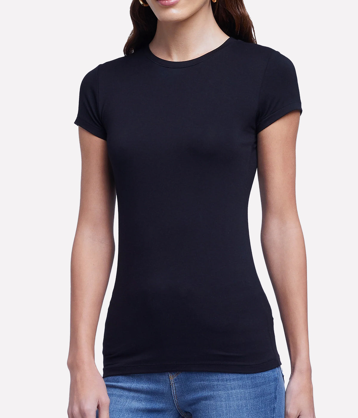 Ressi Crew Neck Short Sleeve Tee in Black