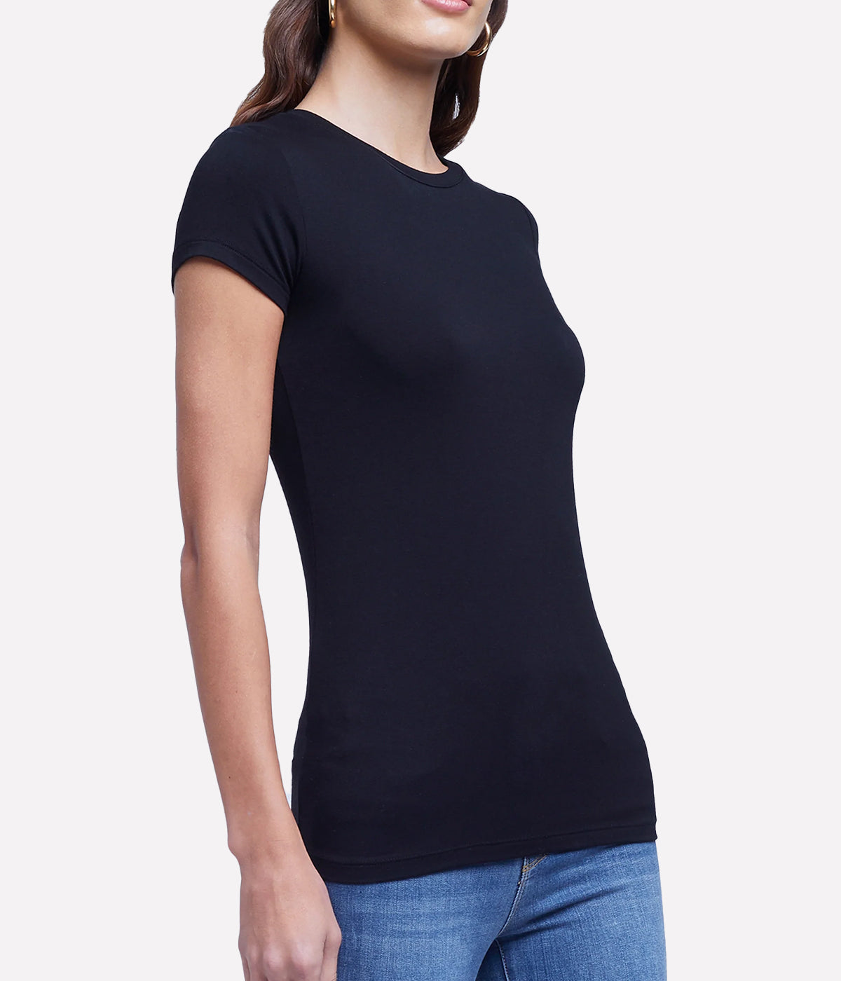 Ressi Crew Neck Short Sleeve Tee in Black
