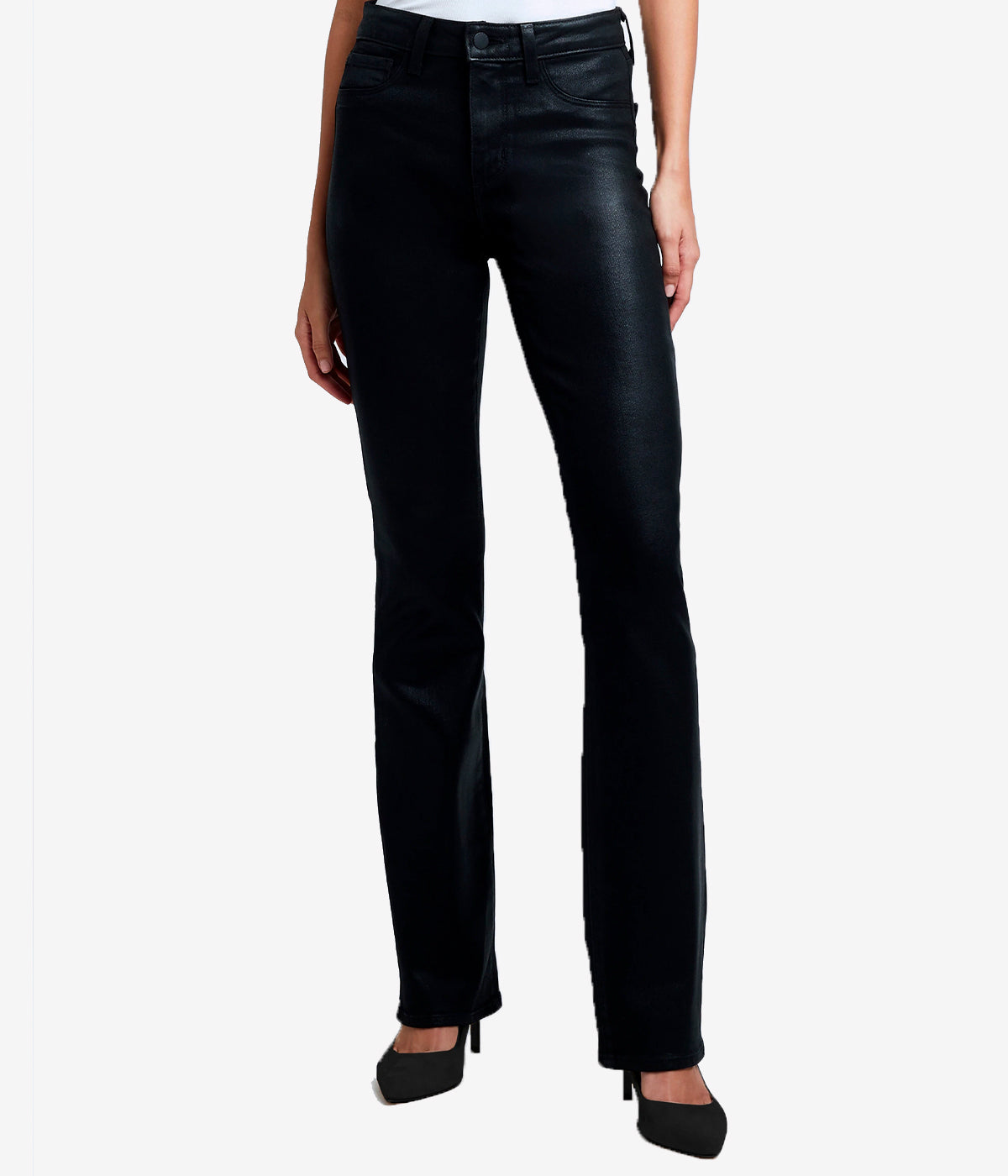 Selma High Rise Sleek Baby Bootcut in Noir Coated