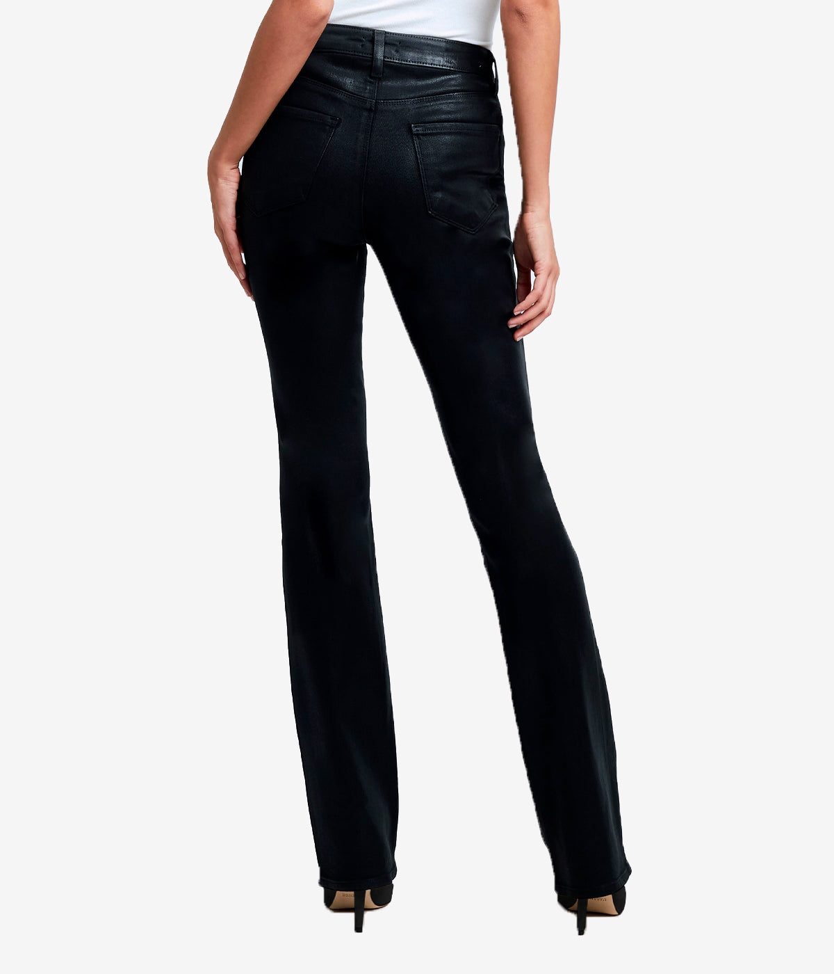 Selma High Rise Sleek Baby Bootcut in Noir Coated