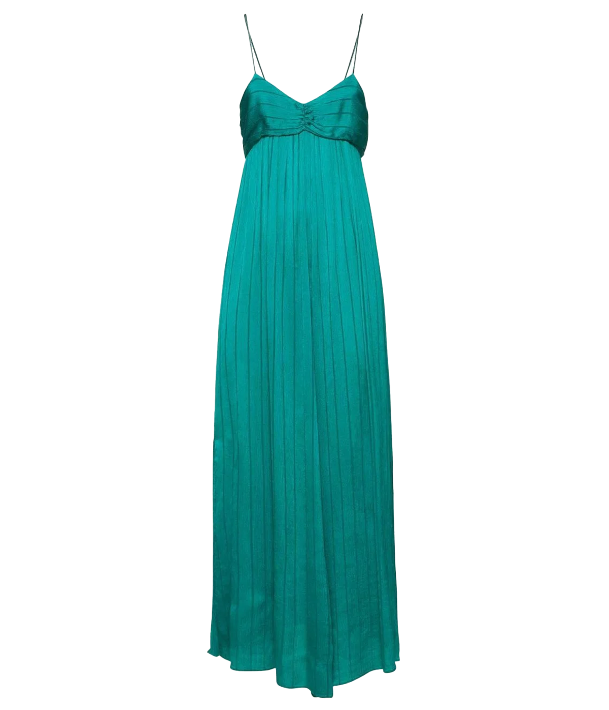 *FINAL SALE*Silk Viscose Creponne Pinstripe Slip Dress in Emerald