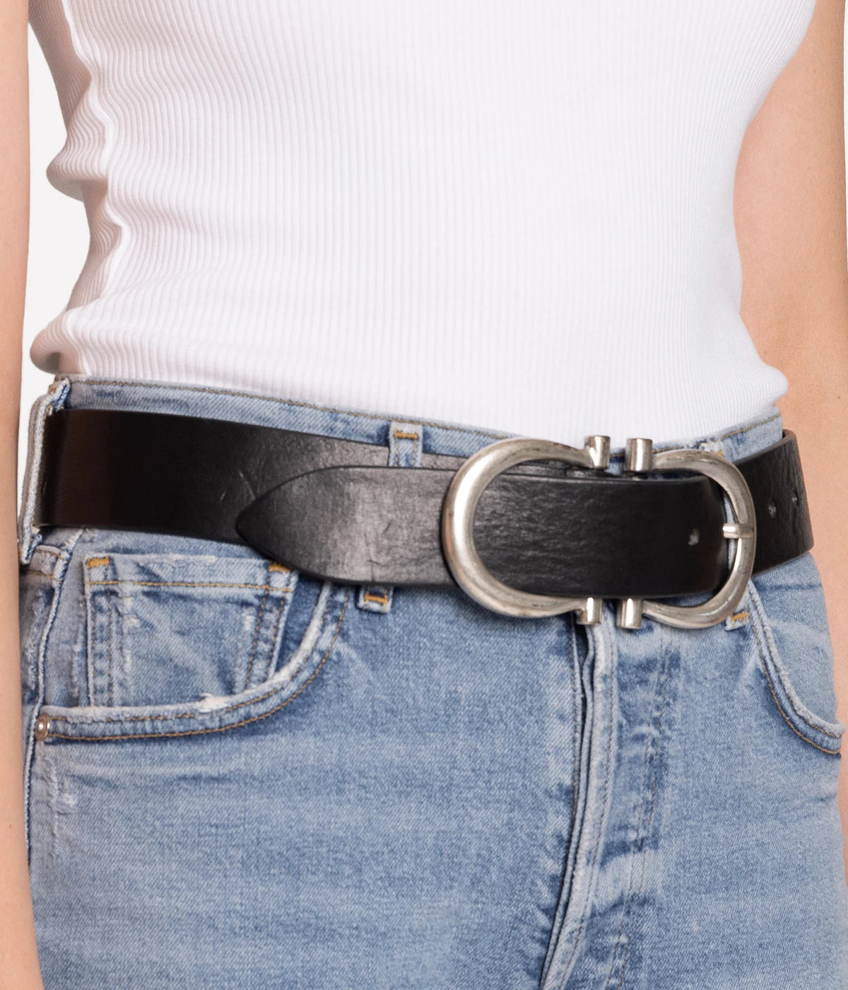 Silver Nicky Belt in Black