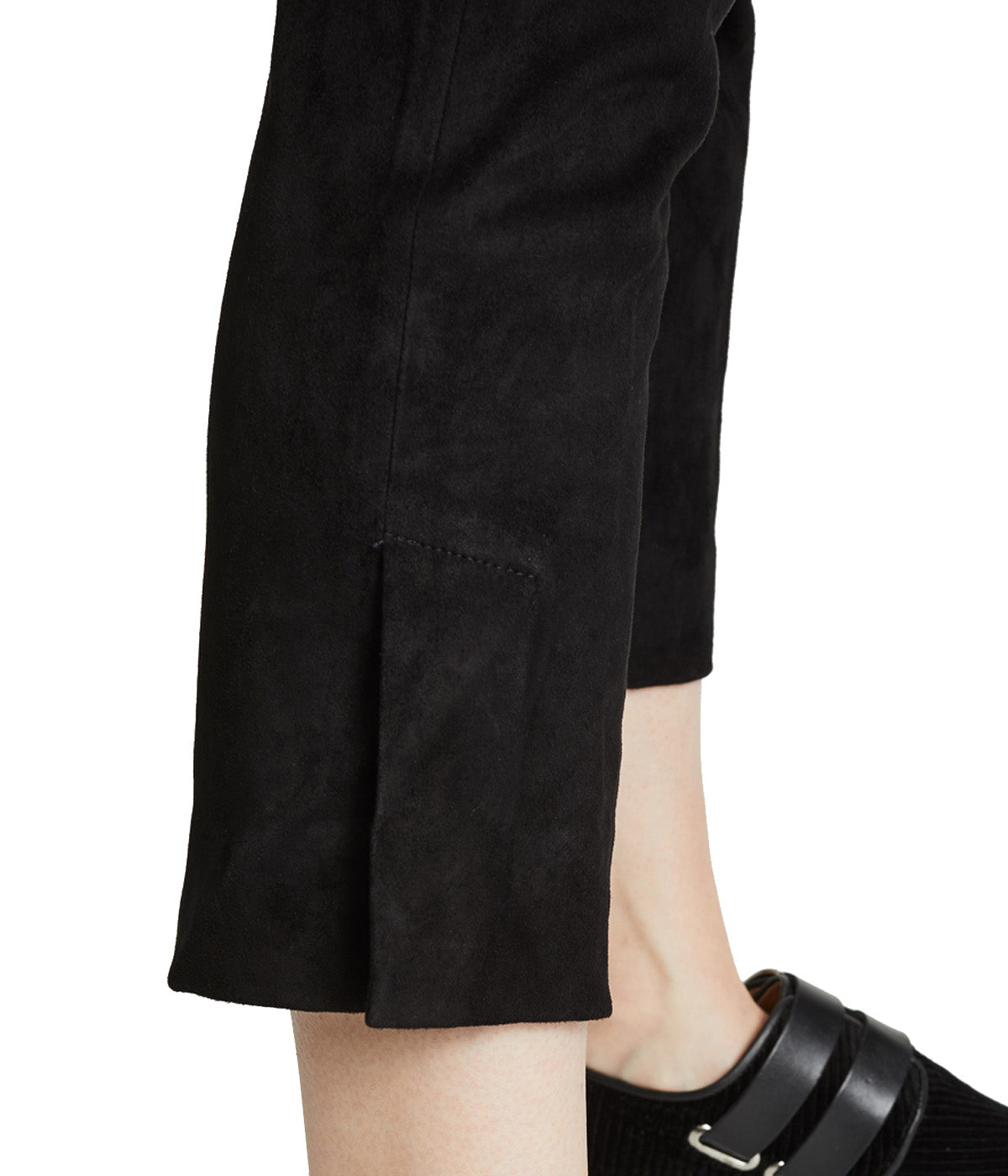 *FINAL SALE* Stretch Suede Split Hem Crop in Black