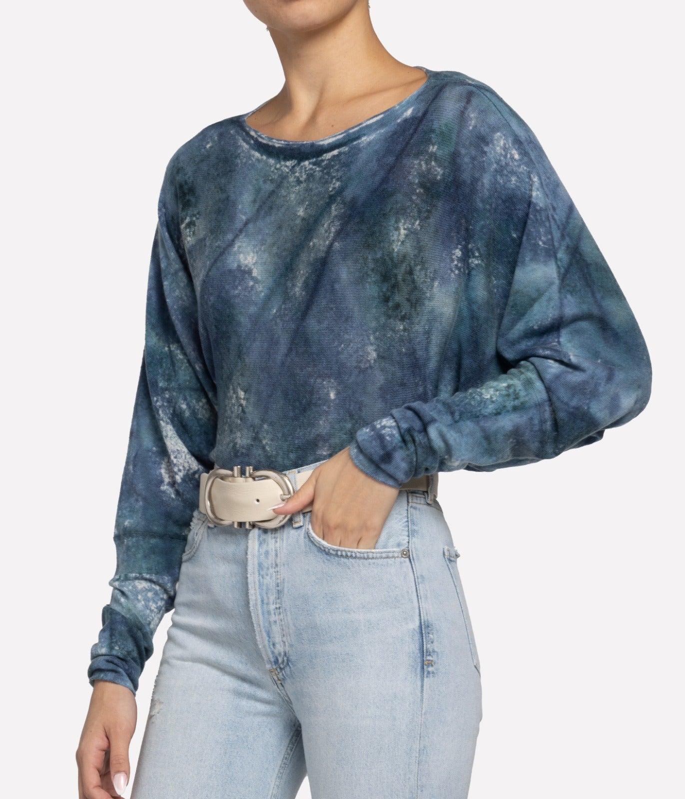 *FINAL SALE* Dolman Sleeve Pullover with Reflections Effect in Lake