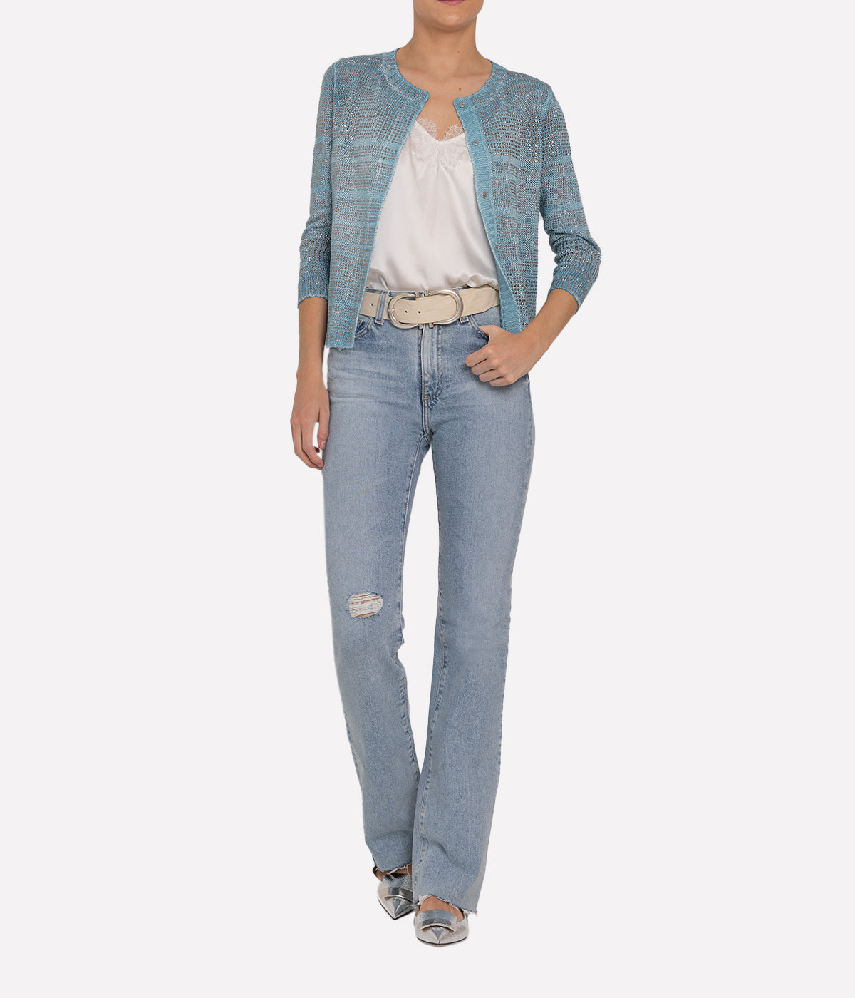 Woman Knitted Vest in Water