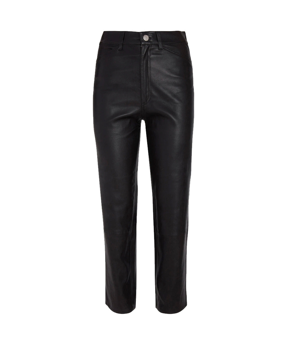 5 Pocket Straight Leg Leather Pant in Black