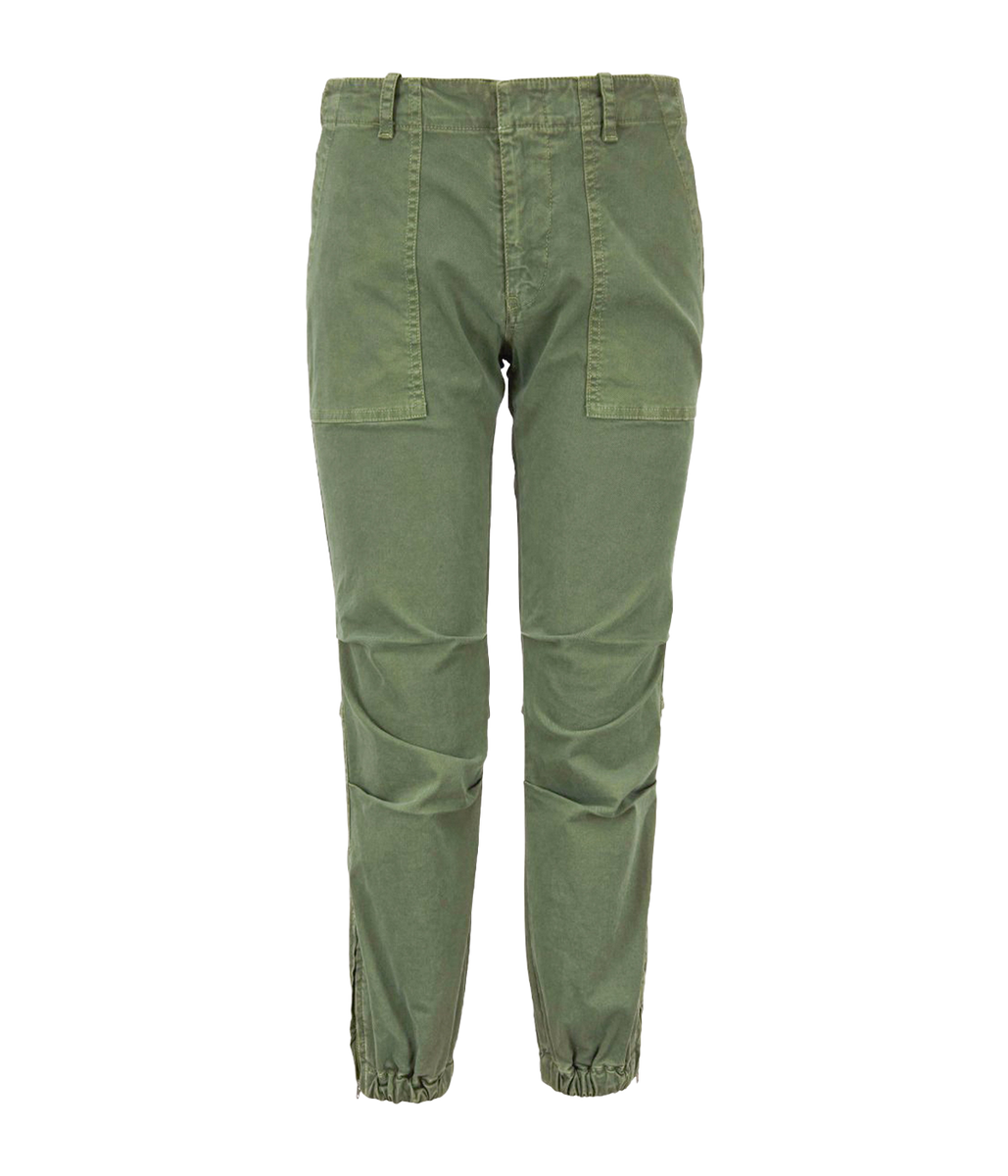 Cropped Military Pants in Camo Green Calexico