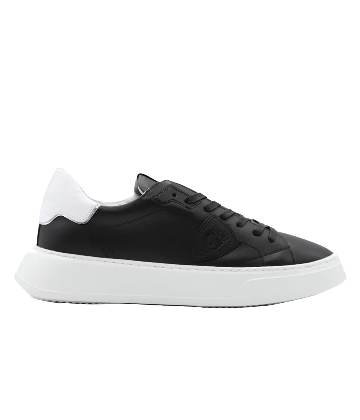 ALT Text: Retro-inspired Temple Sneaker by Philippe Model, crafted from premium leather with a soft cotton terrycloth lining and 4cm EVA foam sole for comfort and style.