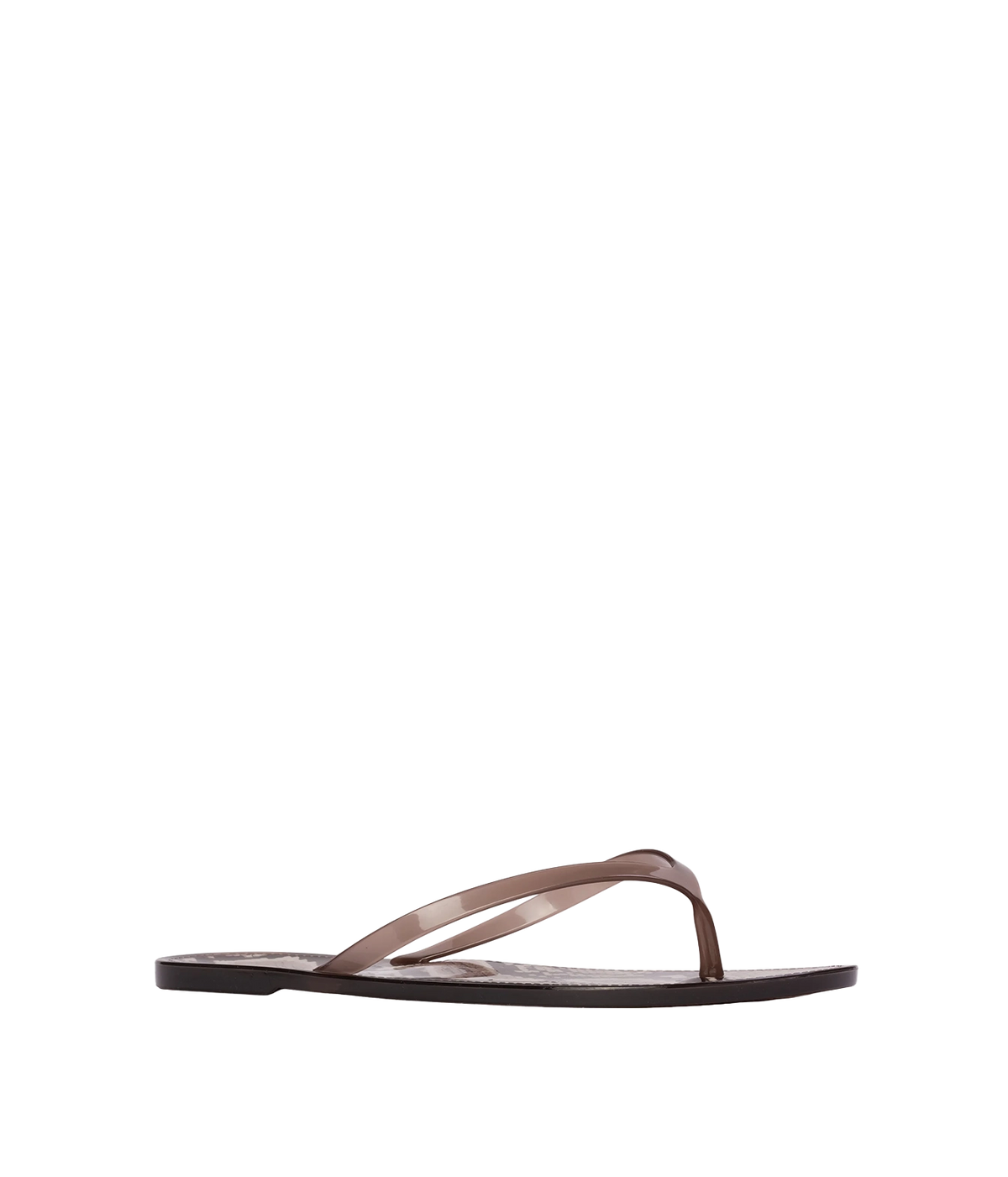 A single brown snake flat thong sandal