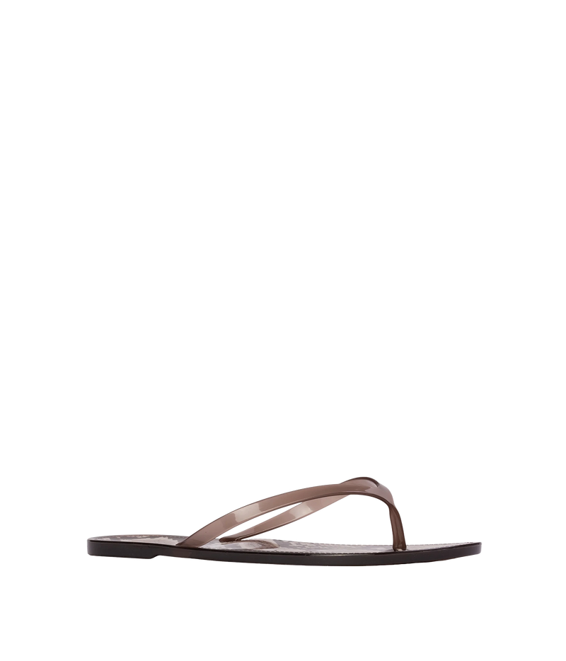 A single brown snake flat thong sandal