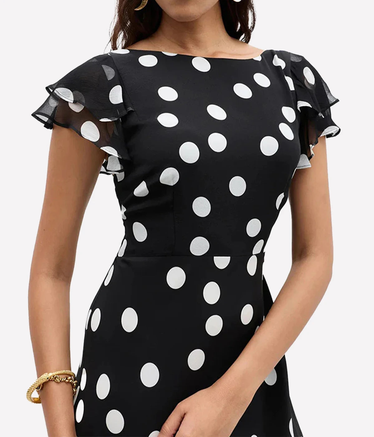 Ordinia Dress In Mono Polka Dot Black