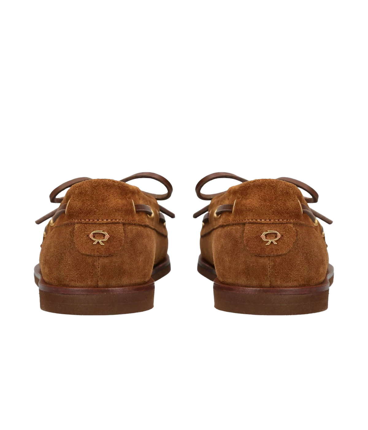 Gianvito Rossi Vandé boat shoes in Texas+ Cuoio Tecu brown, featuring supple suede upper, almond toe shape, leather laces, and silver eyelets, crafted in Italy with a shoe box and dust bag.