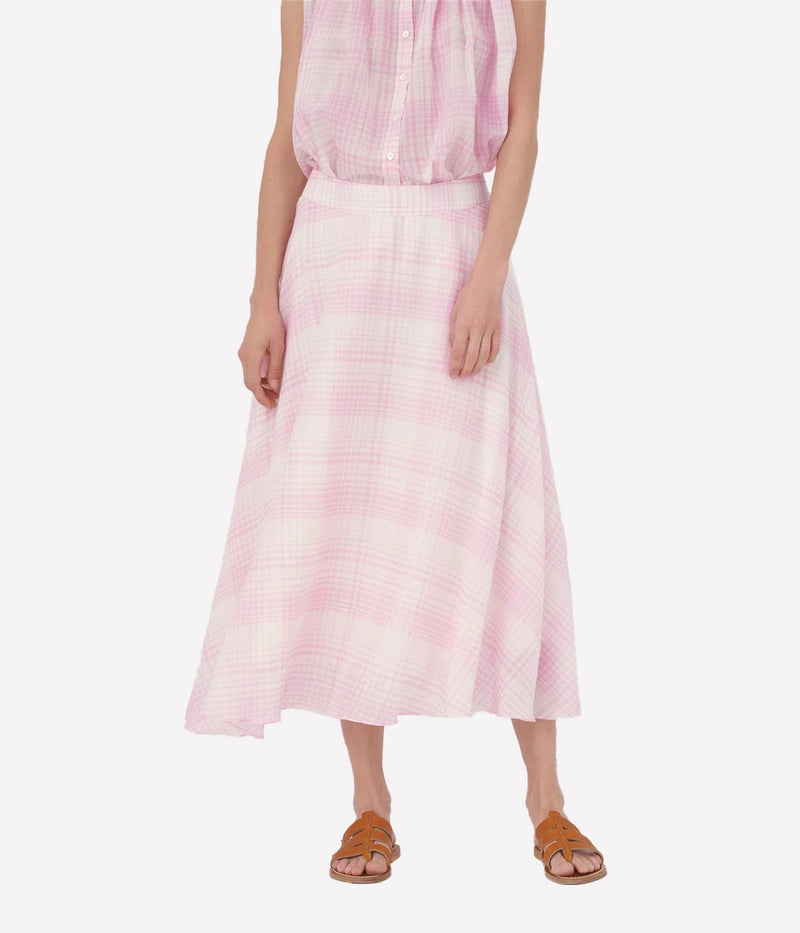 Woven Cotton Silk Skirt in Orleander Pink