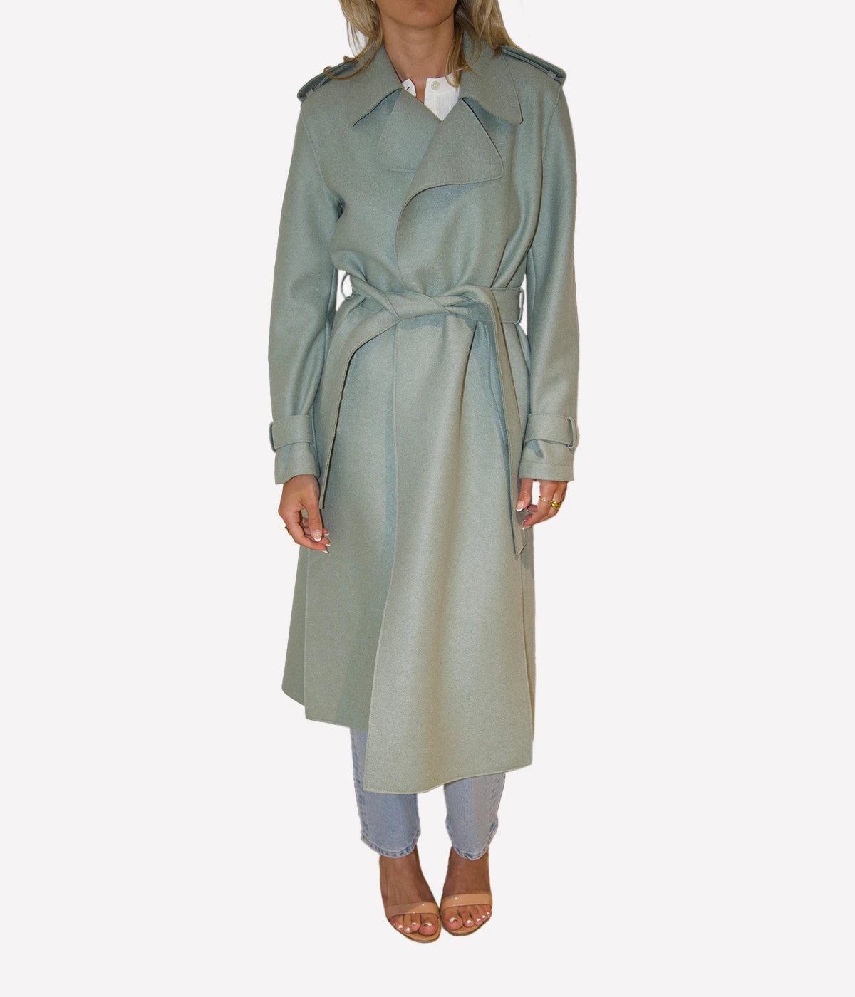 *FINAL SALE* Double Vent Trench Coat in Sage Green