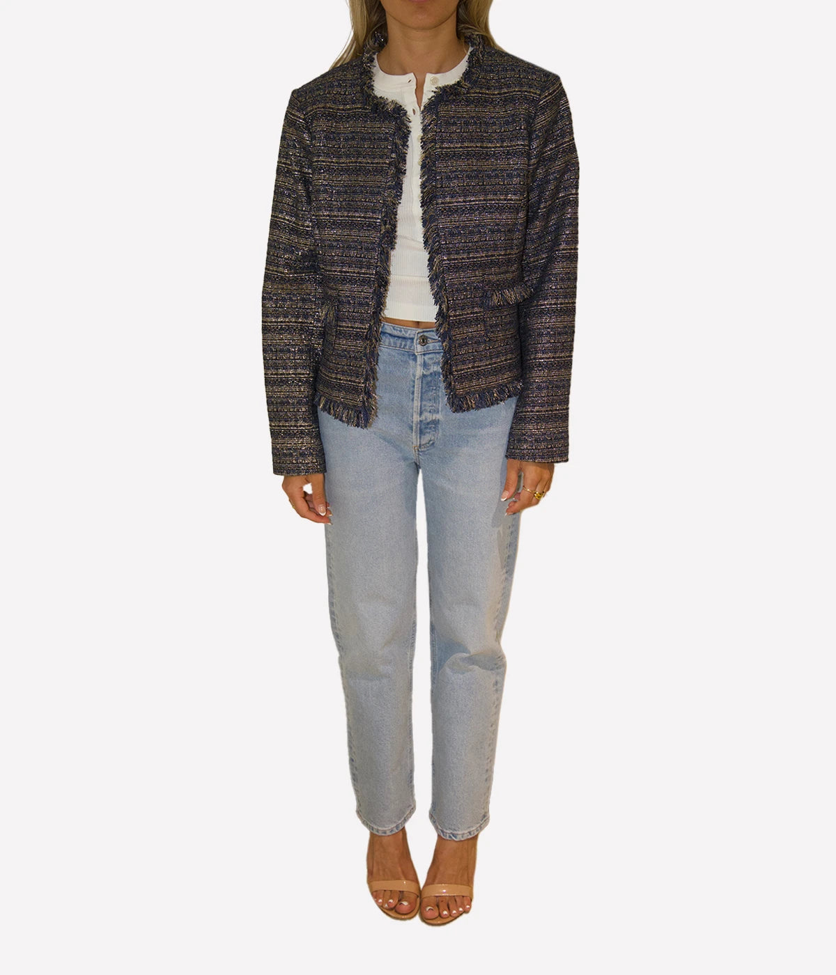 *FINAL SALE* Angelina Jacket in Blue Green Multi Tweed