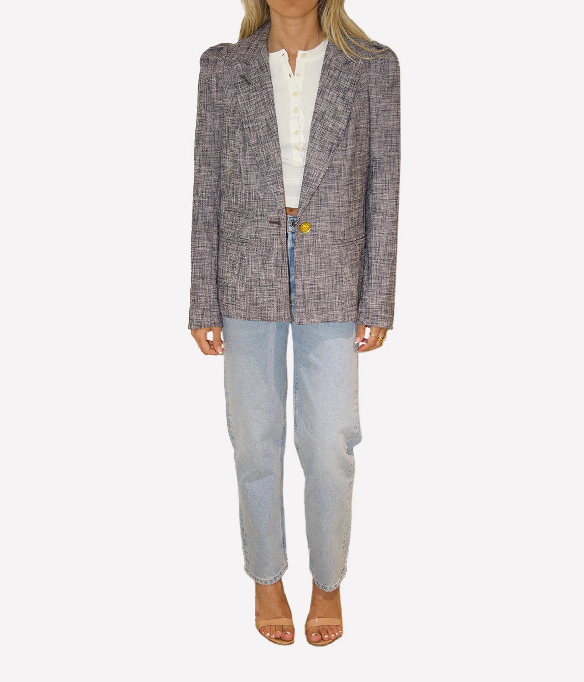 *FINAL SALE* Box Pleat Blazer in Pepper Salt