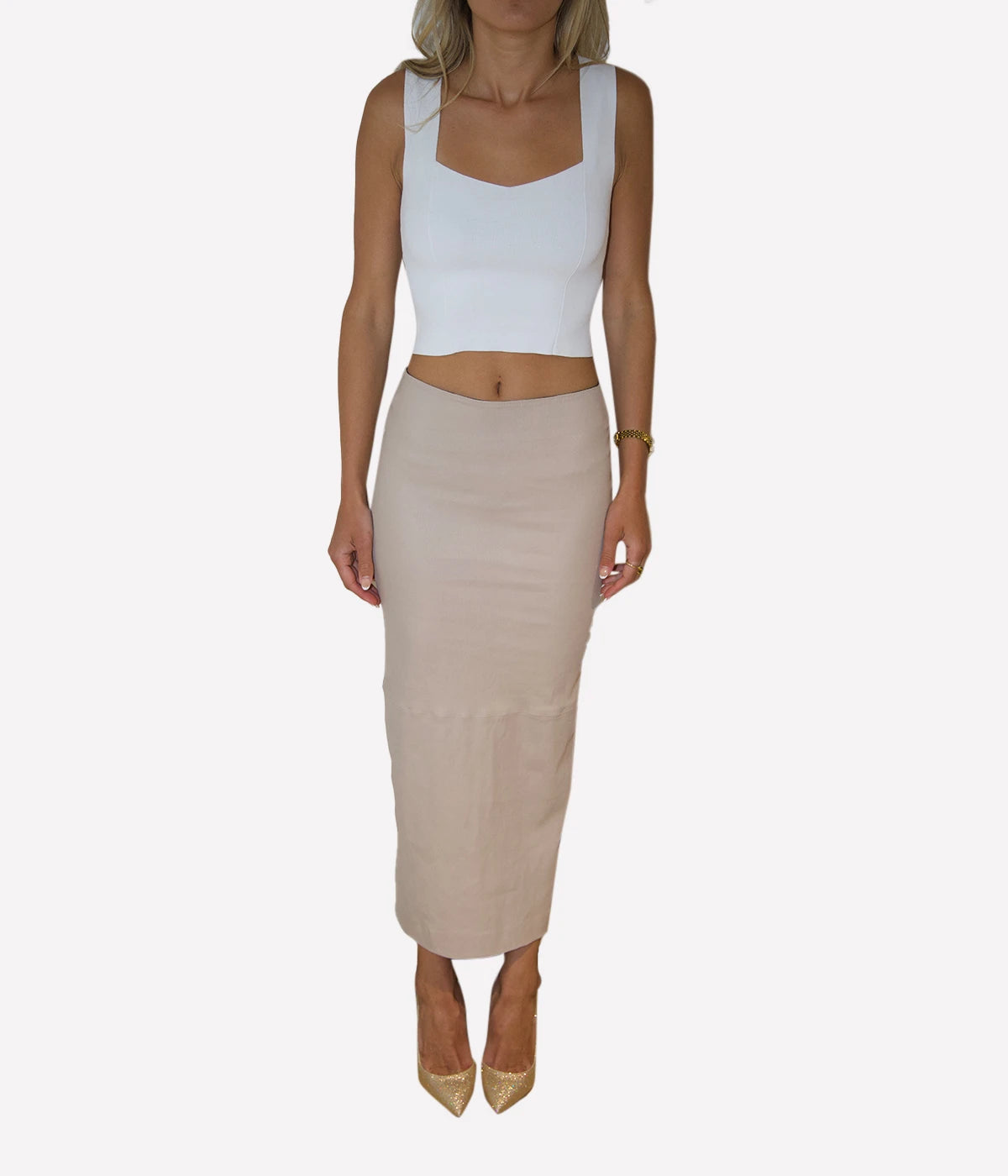 *FINAL SALE* Leather Tube Skirt in Latte