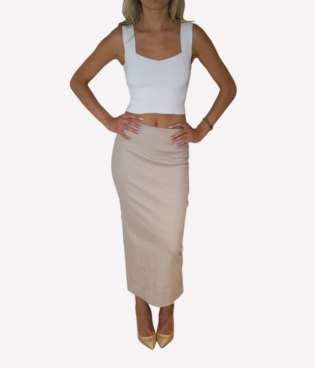 *FINAL SALE* Leather Tube Skirt in Latte
