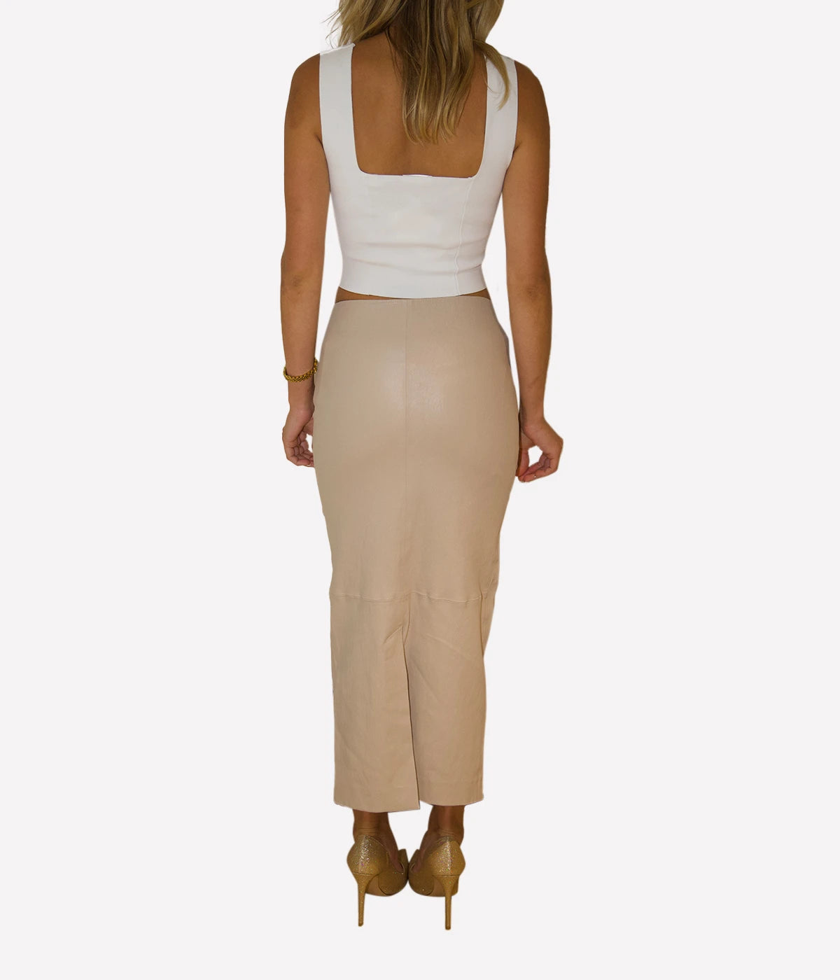 *FINAL SALE* Leather Tube Skirt in Latte