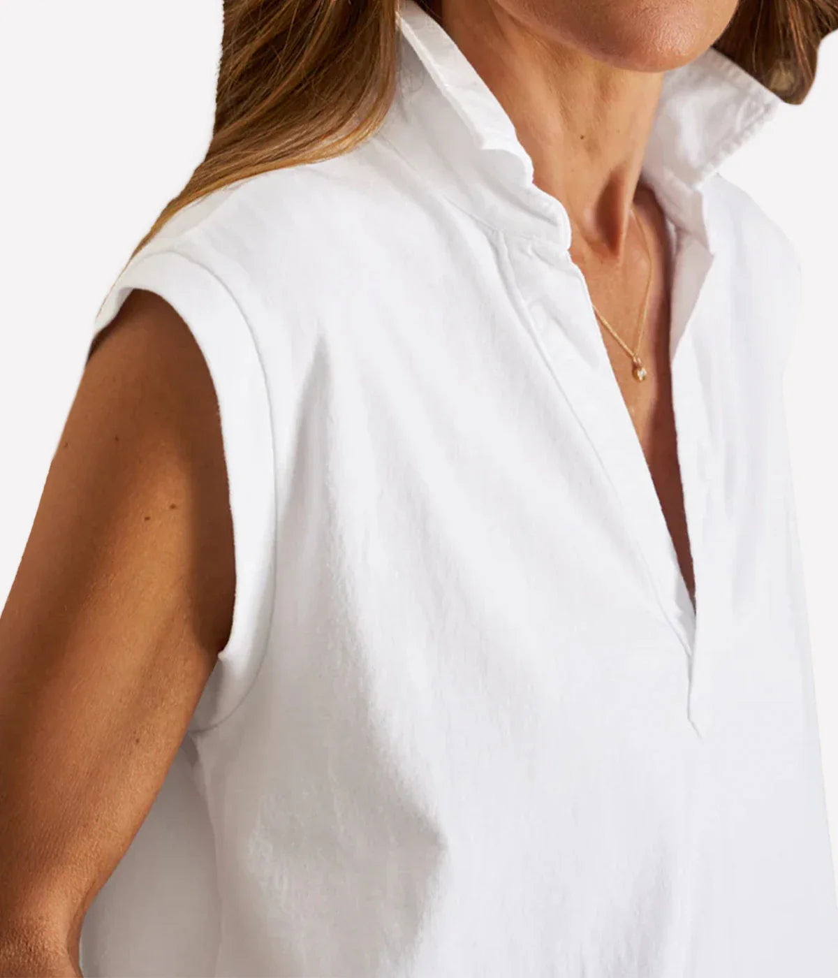 Olivia Popover Henley Tank in WHITE