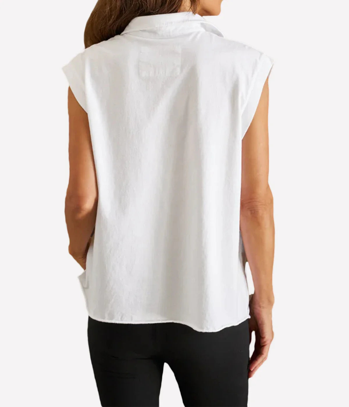 Olivia Popover Henley Tank in WHITE