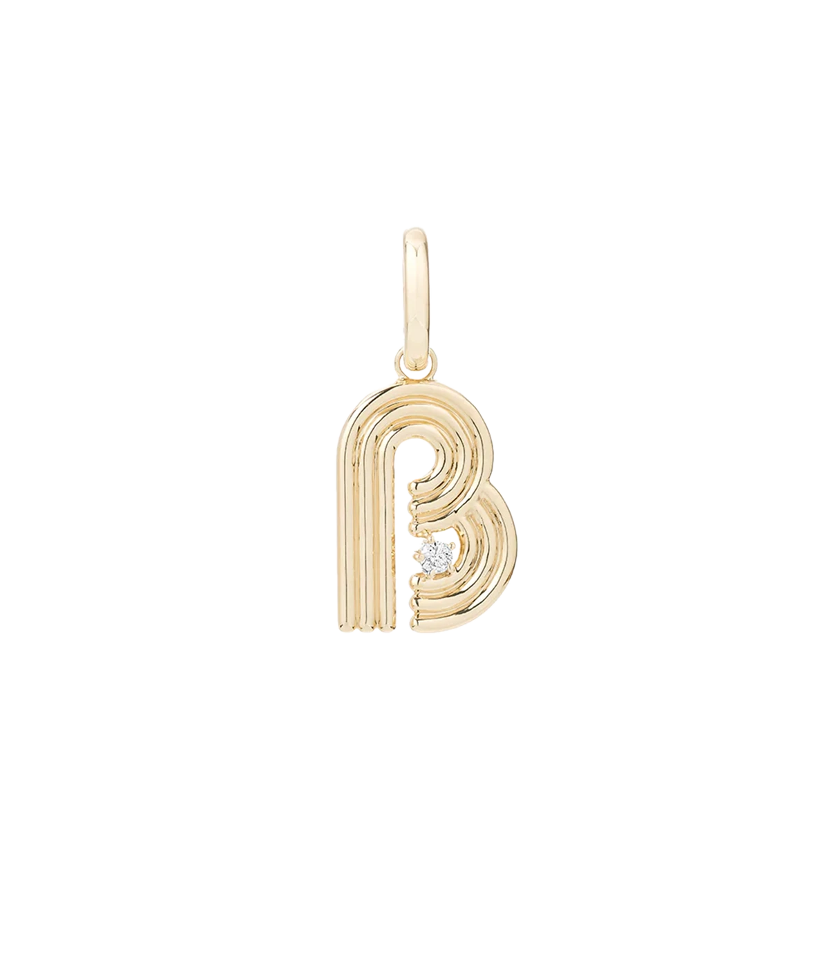 Groovy Diamond Initial B Charm 14K