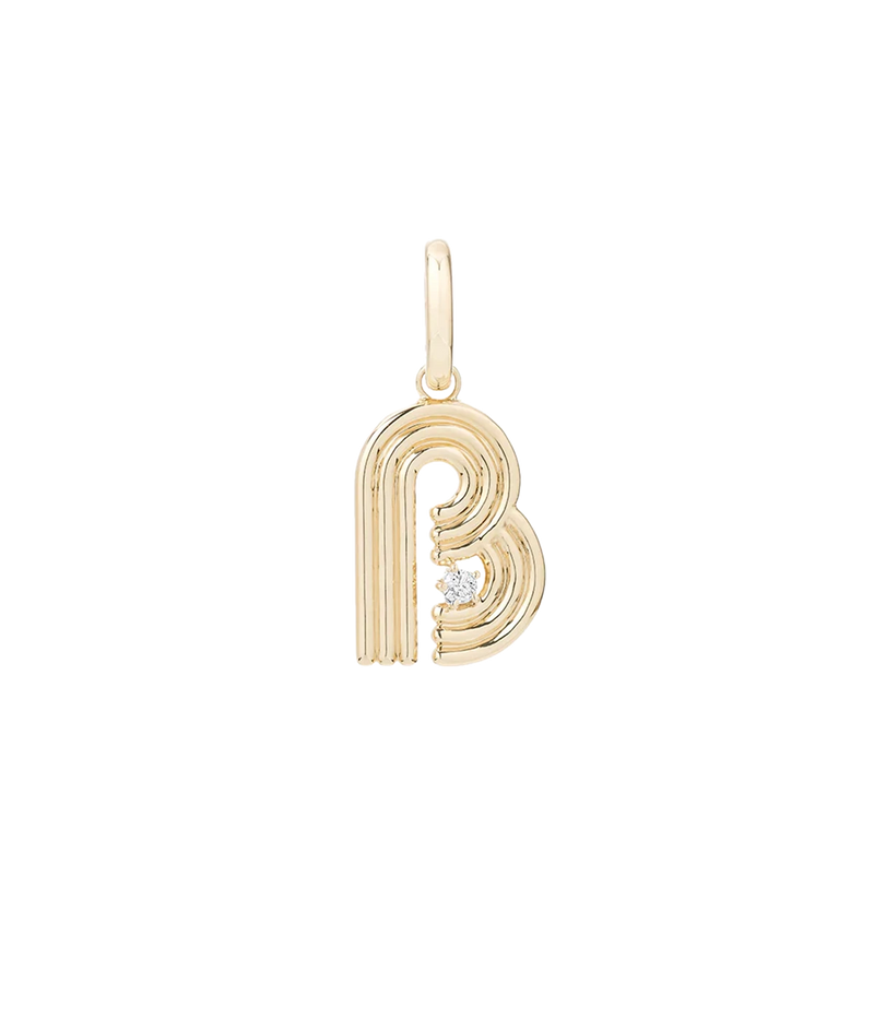 Groovy Diamond Initial Charm In 14K