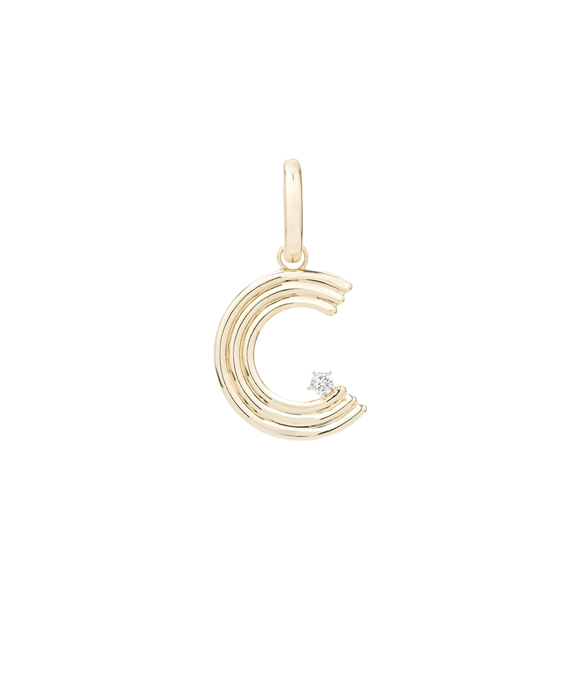 Groovy Diamond Initial C Charm 14K