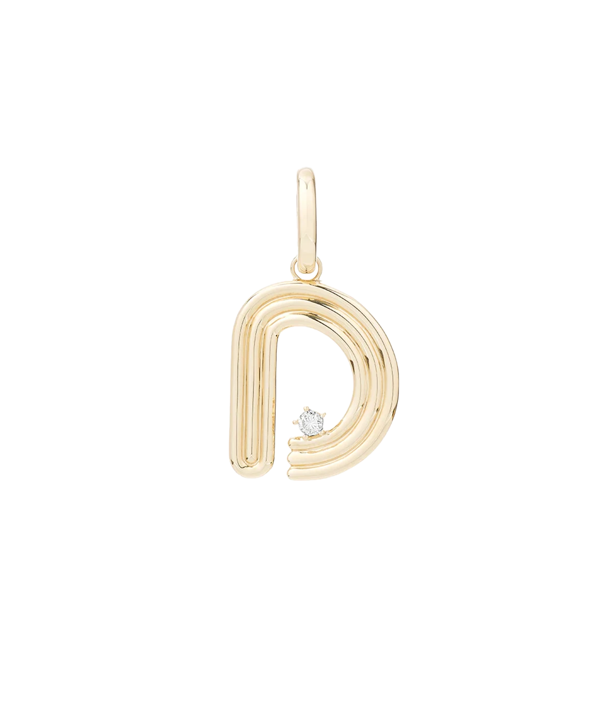 Groovy Diamond Initial Charm In 14K