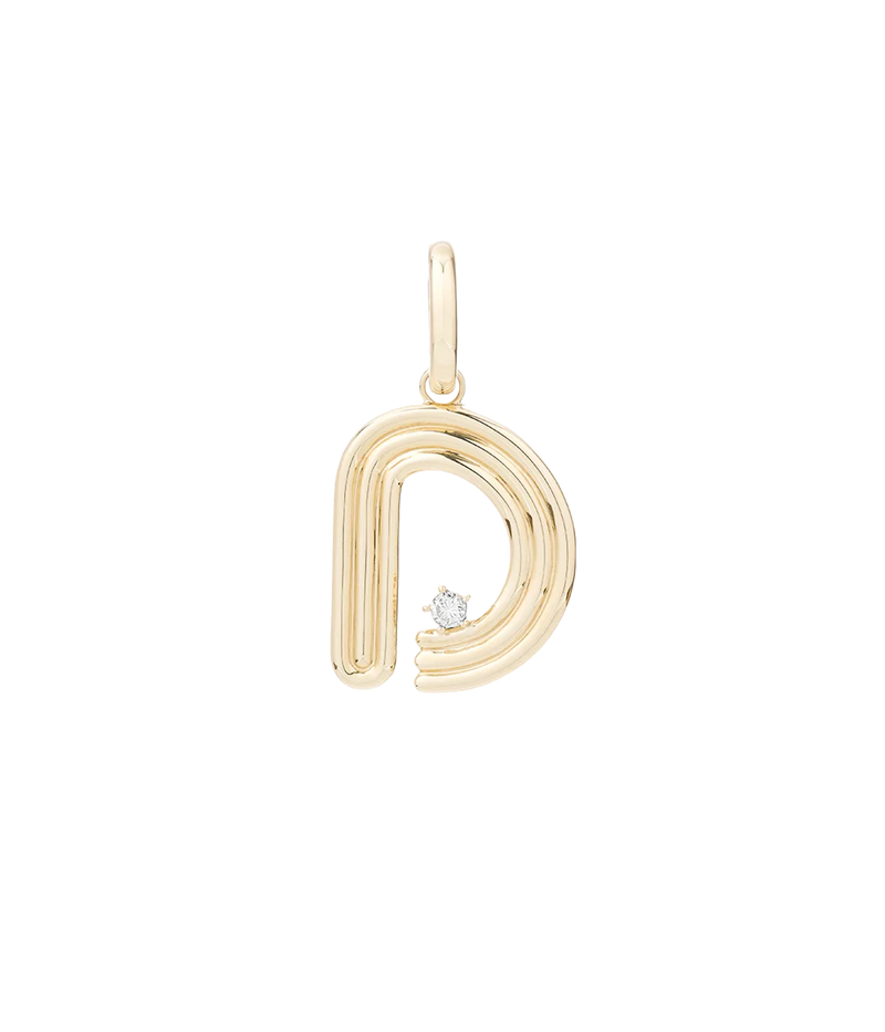 Groovy Diamond Initial Charm In 14K