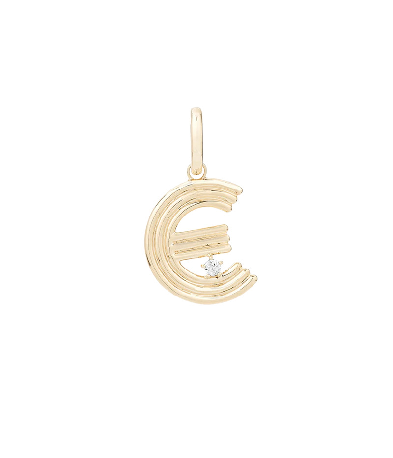 Groovy Diamond Initial E Charm 14K