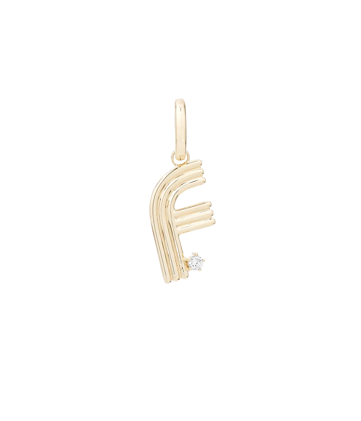 Groovy Diamond Initial F Charm 14K