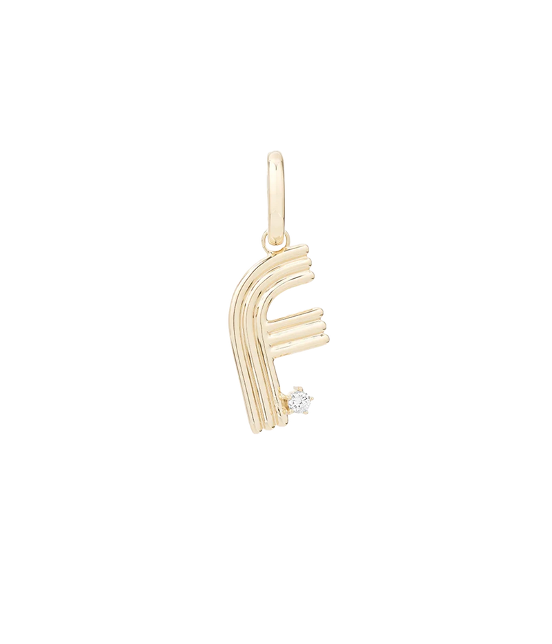 Groovy Diamond Initial F Charm 14K