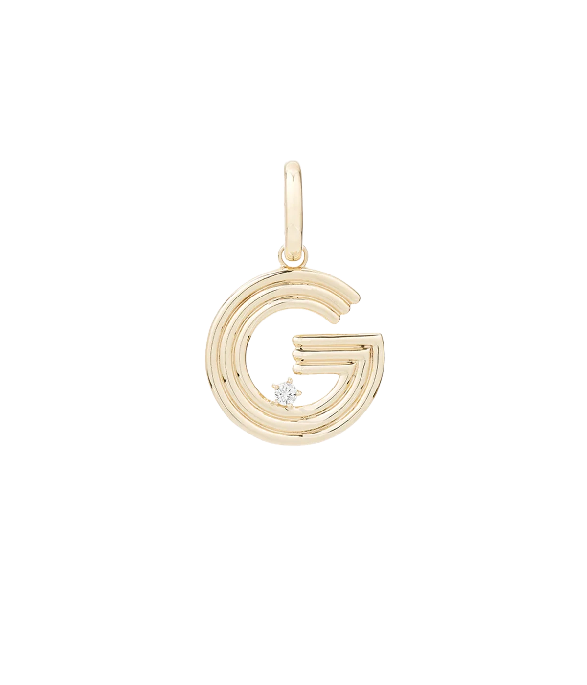 Groovy Diamond Initial G Charm 14K