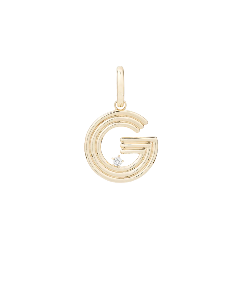 Groovy Diamond Initial G Charm 14K