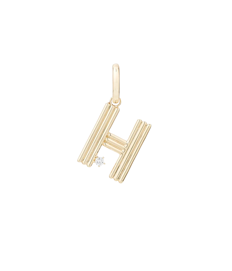 Groovy Diamond Initial H Charm 14K