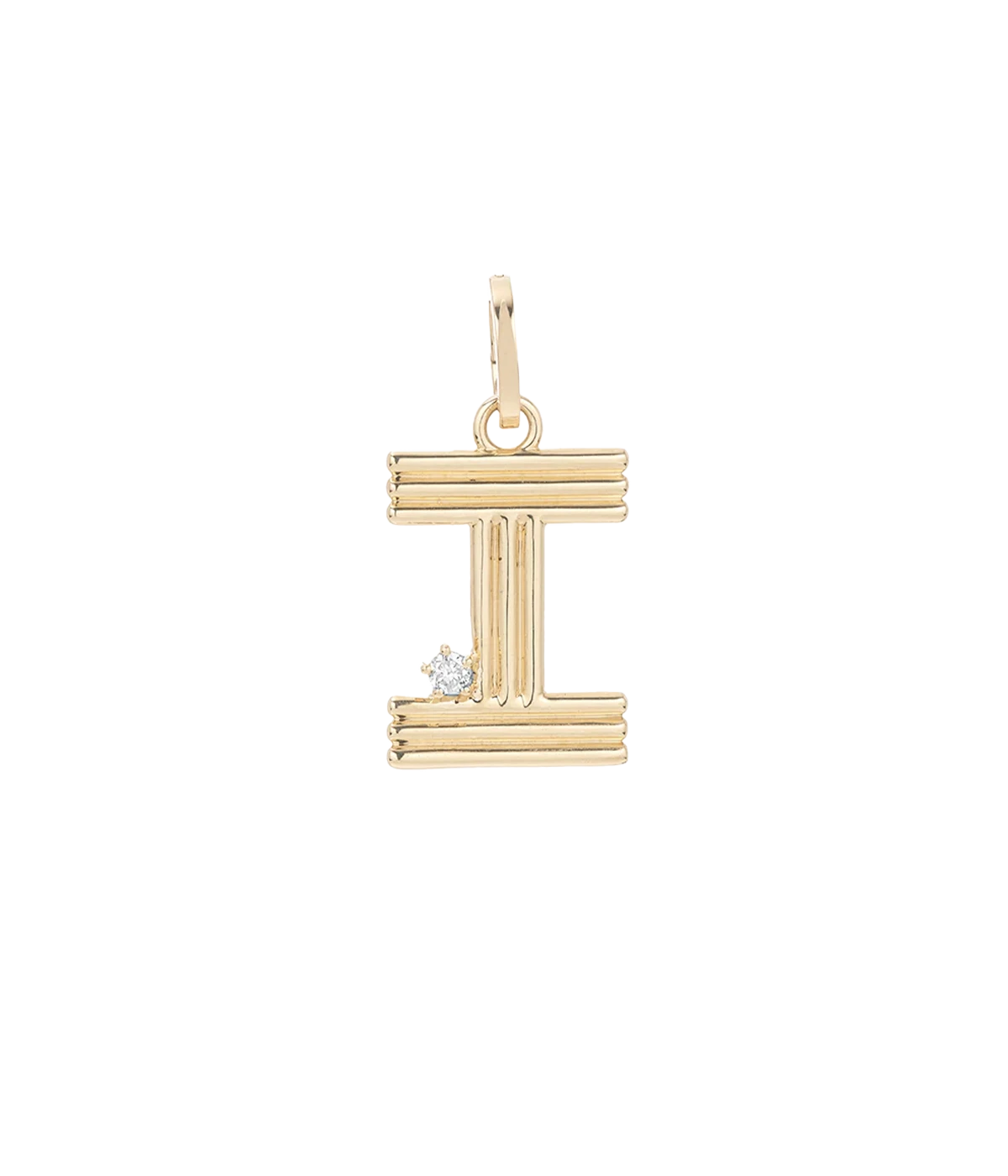 Groovy Diamond Initial I Charm 14K
