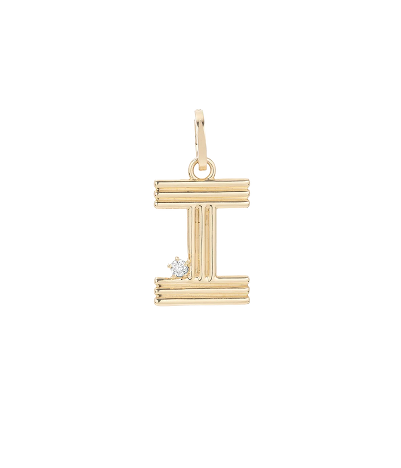 Groovy Diamond Initial Charm In 14K