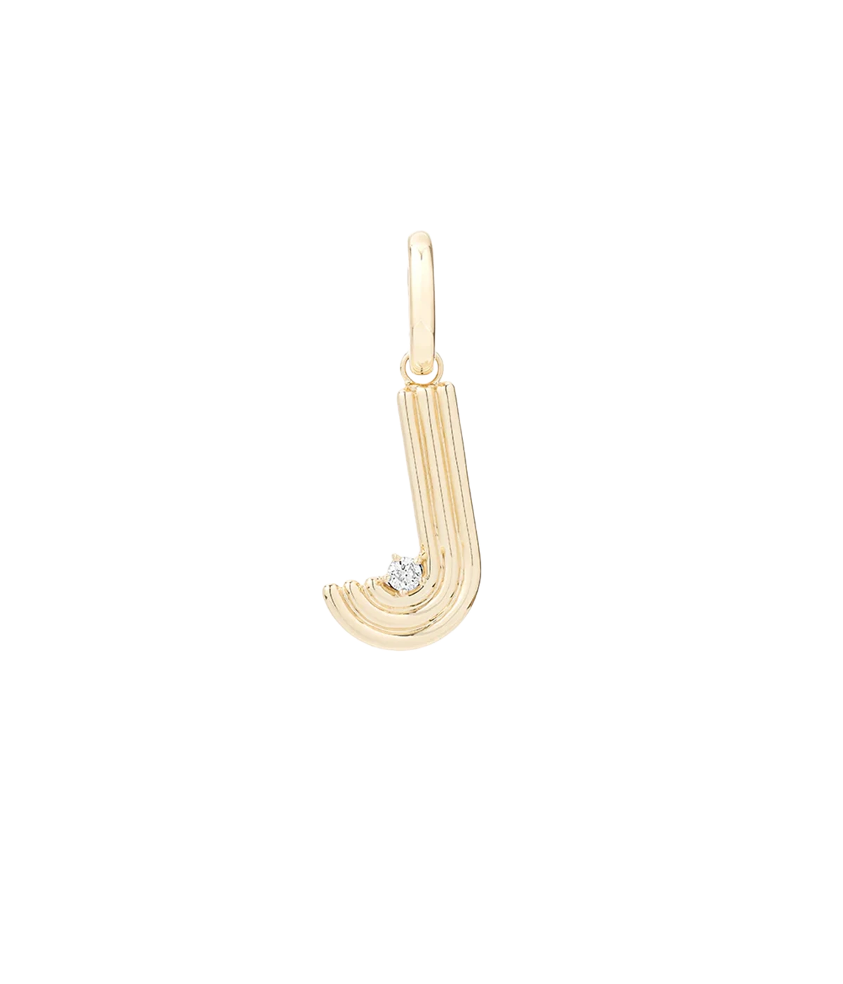 Groovy Diamond Initial J Charm 14K