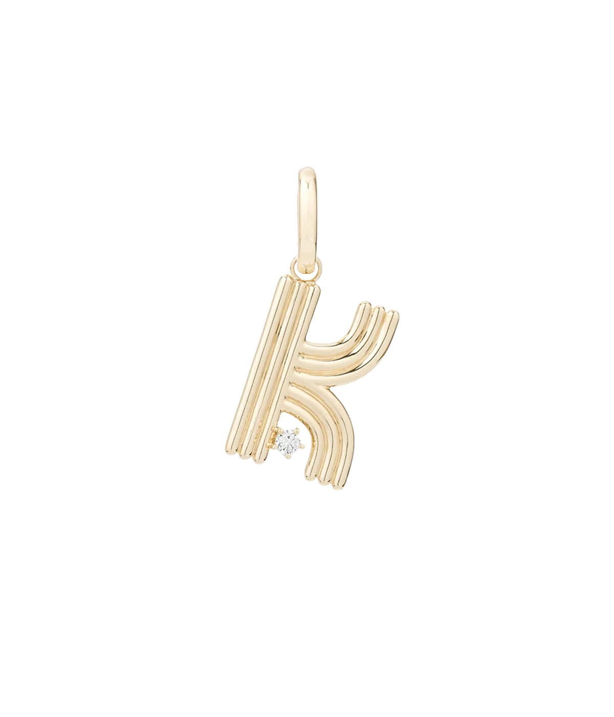 Groovy Diamond Initial K Charm 14K