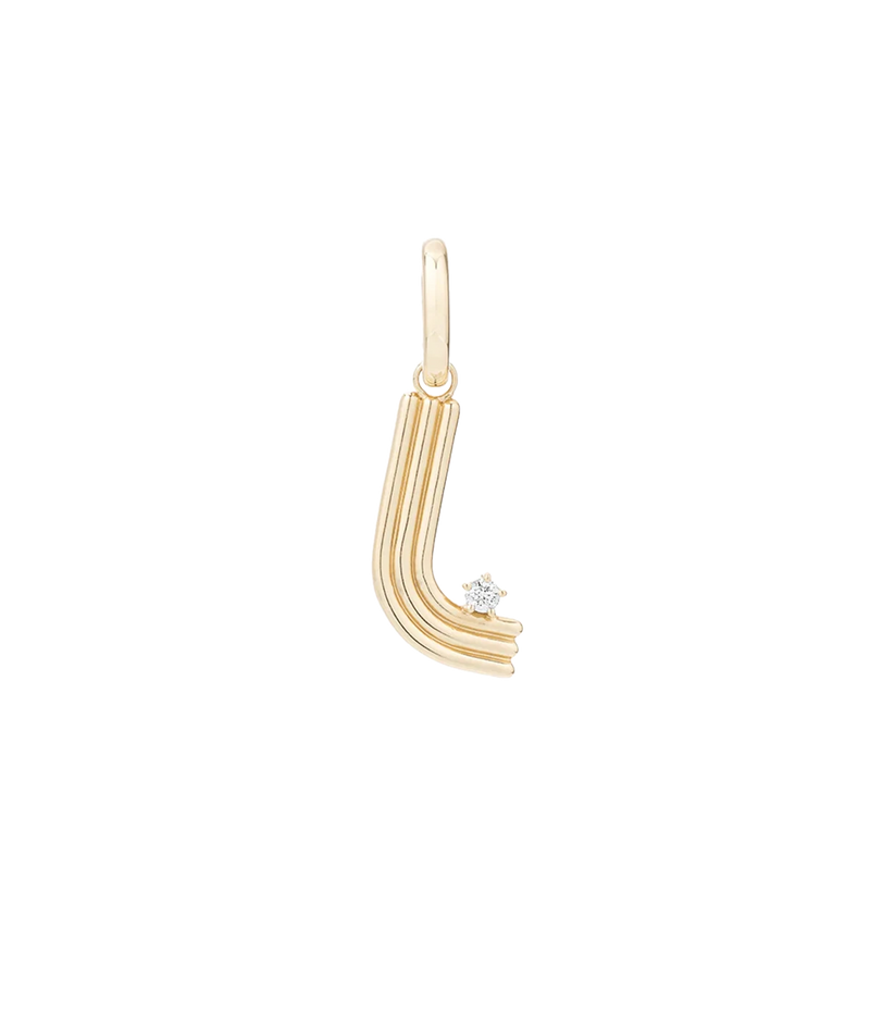 Groovy Diamond Initial L Charm 14K