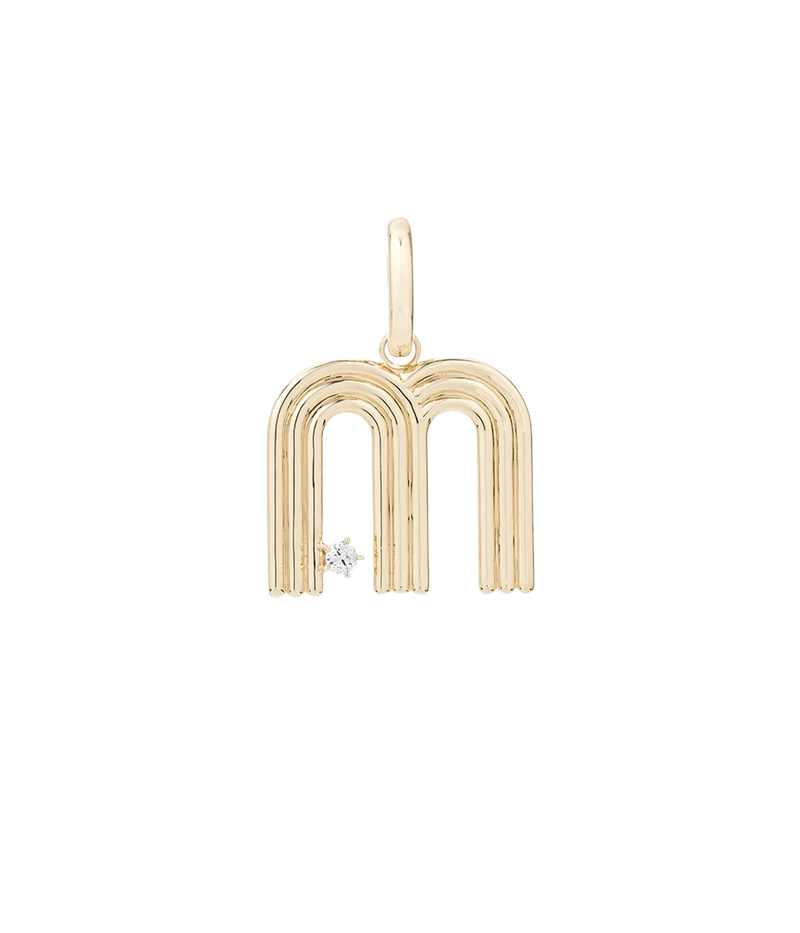 Groovy Diamond Initial M Charm 14K